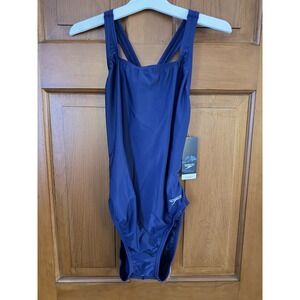 Women's Speedo 12/38 Navy One-Piece Swimsuit NWT Team Navy